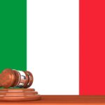 wooden justice gavel with flag italy - in General