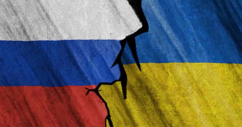 ukrainian russian flags ukraine crisis conflictchoose focus flags international situation theme severely affecting stock markets crypto currency gold min - US sanctions on Russia in Commercial and Business Law