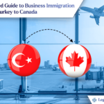 A picture showing the Canadian flag and an airplane signing business immigration from Turkey to Canada