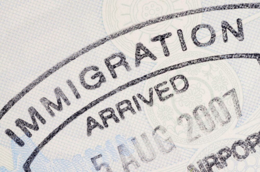 A immigration arrived stamp on working holiday visa for Italian Citizens