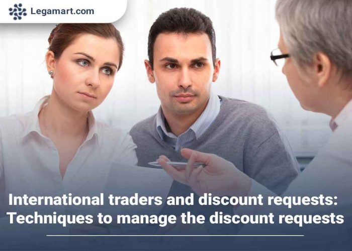 Two international traders negotiate over the International traders and discount requests