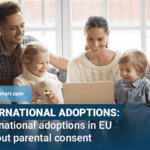 A family completing their last round of applications for International adoptions in EU