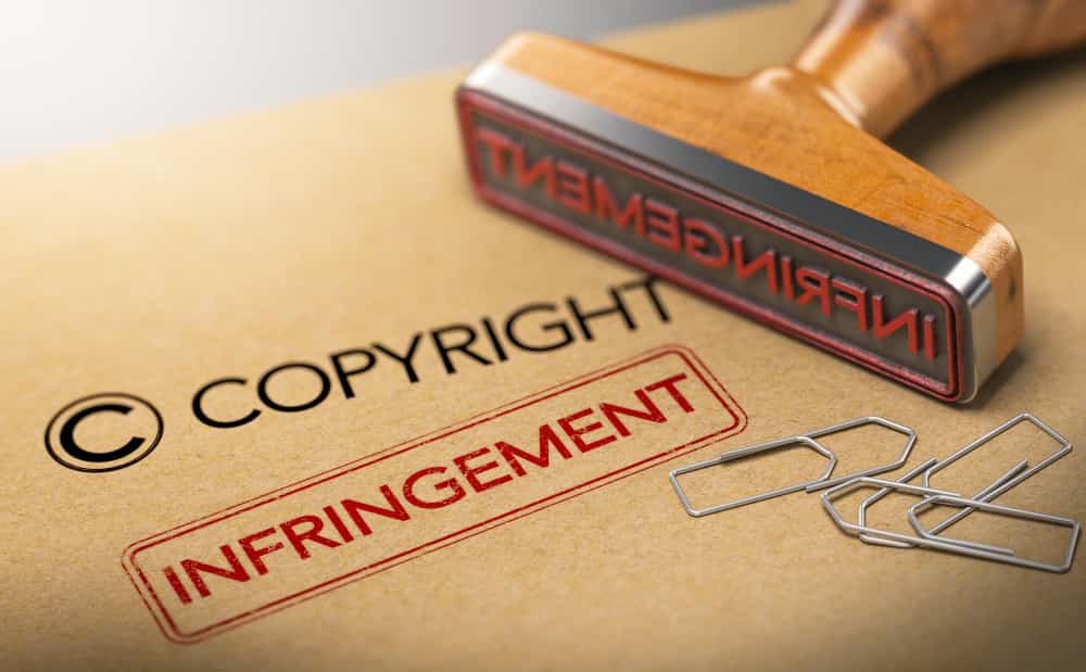 A stamp of copyright infringement in a court of law