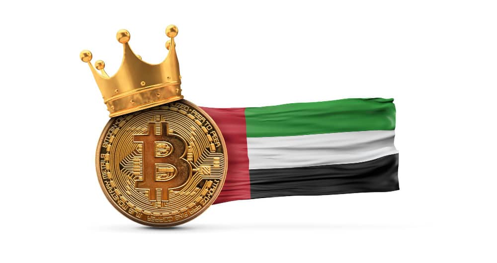 Bitcoin with a crown and UAE flag