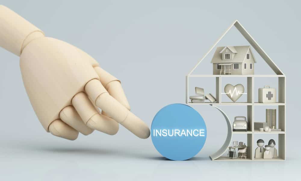 insurance company client take out complete insurance concept assurance insurance car real estate property travel finances health family life 3d render blue 2 min - Business and insurance choice in Commercial and Business Law