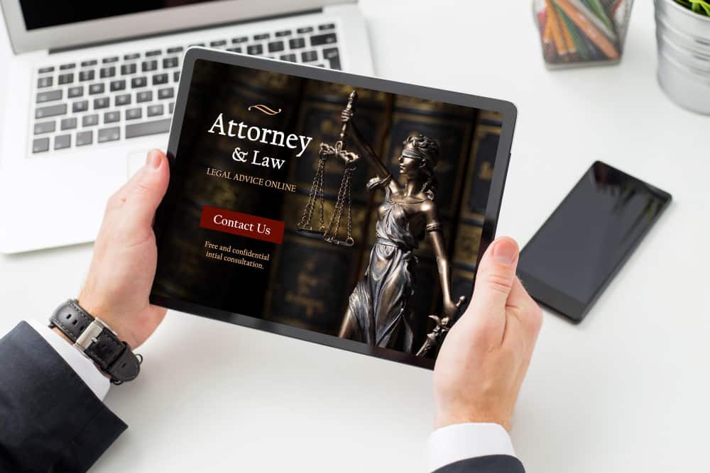 A client seeking legal advice online using legal technology tools
