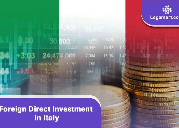 A poster with data and Italian flag showing Foreign Direct Investment in Italy