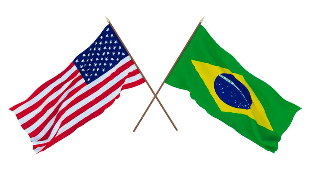 Brazil flag and US flag 