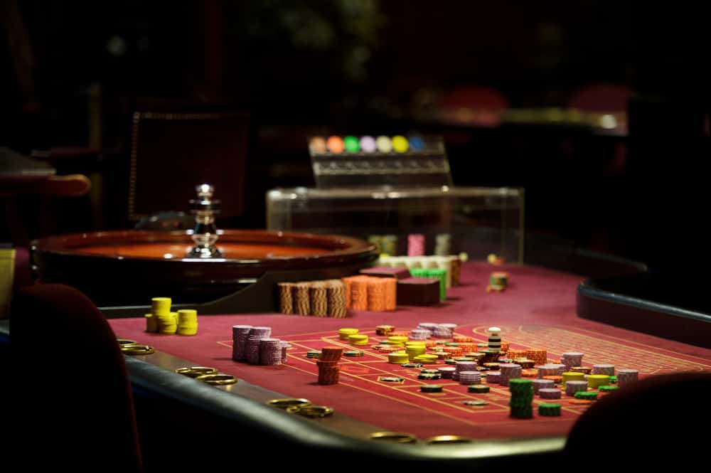 A gambling table in a casino