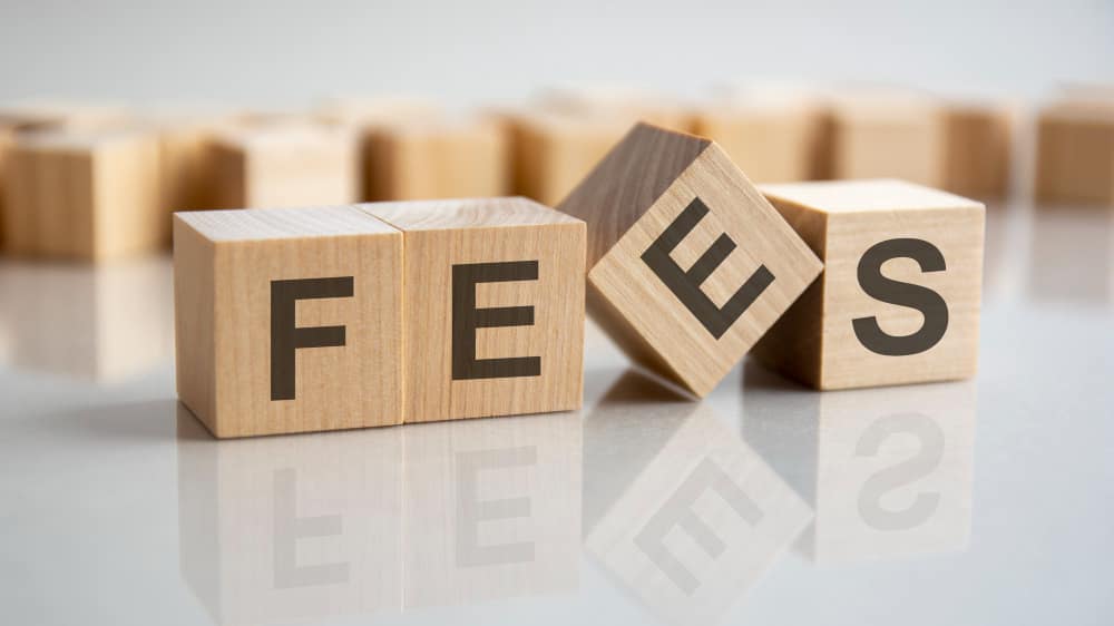 Wooden blocks of FEES payable for Letter of Credit