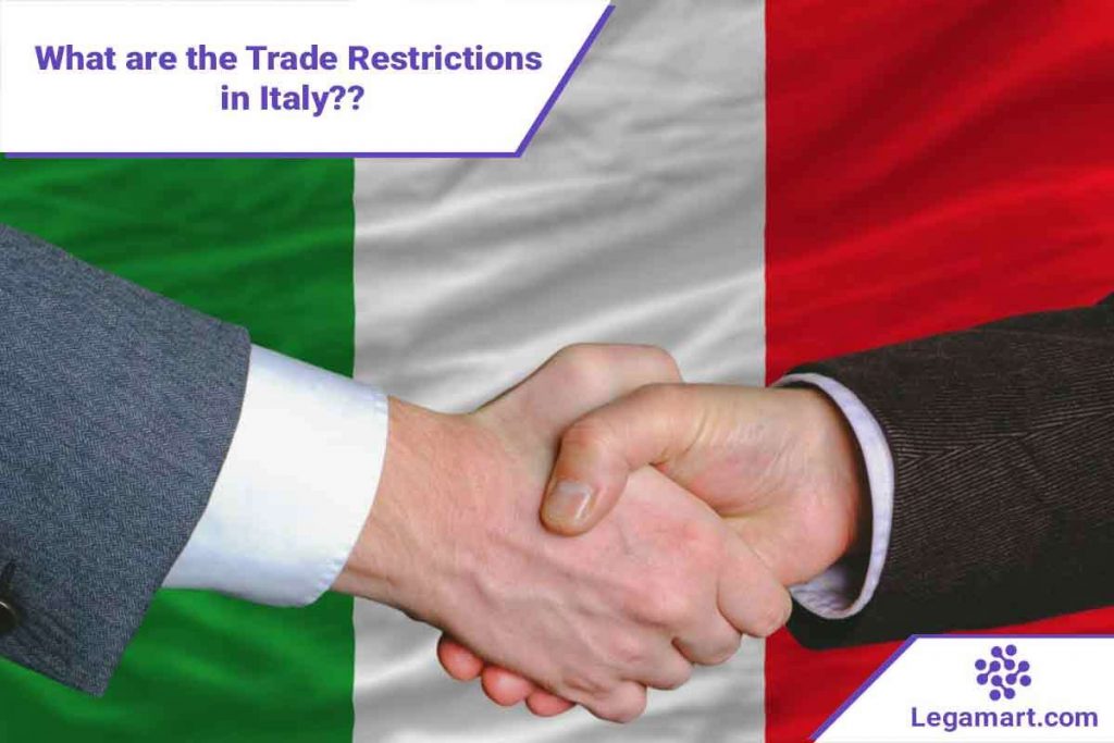 An Italian minister shaking hands after having a meeting on Trade Restrictions in Italy