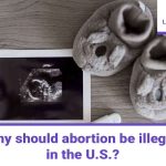 A poster with a baby picture, shoes and a title "Abortion be Illegal in the US"