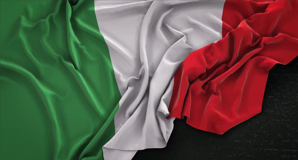 A national flag of Italy on a black background. 