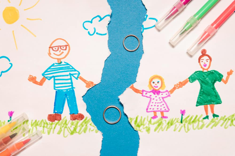 top view broken kid drawing with rings min 1 - Expat Child Custody in UAE in Family Law