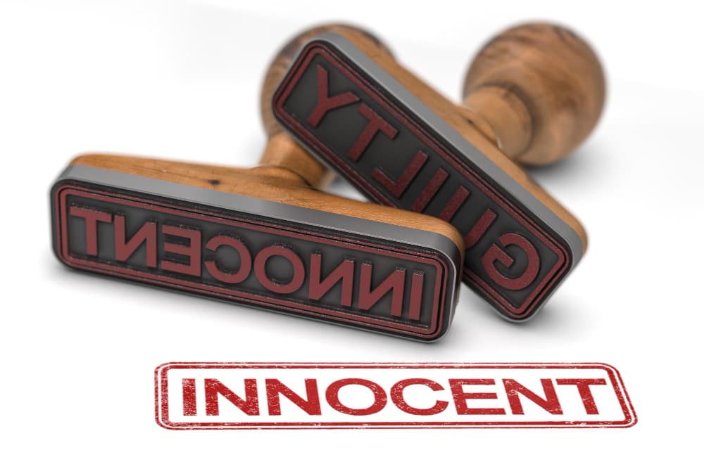 two rubber stamps white background with words guilty innocent focus second one 3d illustration min - Innocent Infringement in Intellectual Property Law