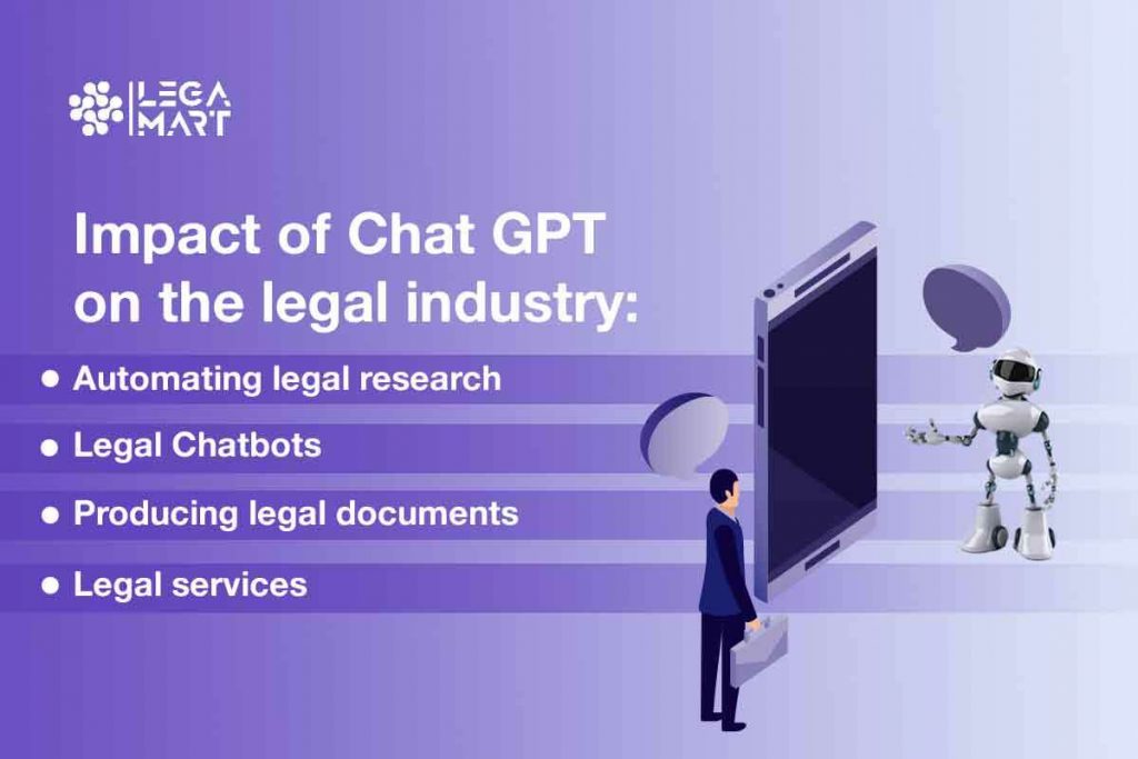 Chatbot and user discussing on impact of CHATGPT on the legal industry