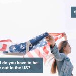 A teen with a US flag as he move out in the US to a different home