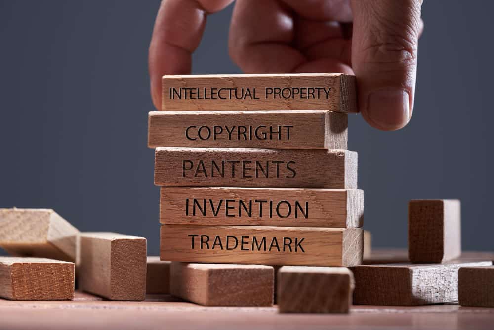 Wooden blocks on IP, Copyright, patents, invention and trademark