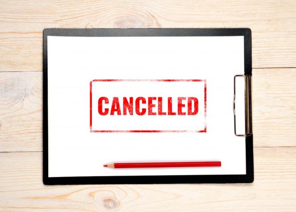 A cancellation agreement kept on a board