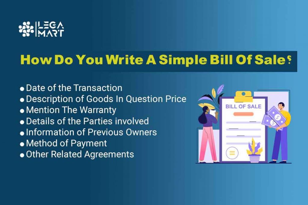Tips on how to write a bill of sale