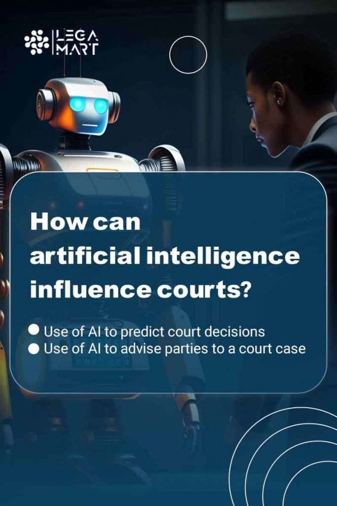 A lawyer asking questions to a robot in a court