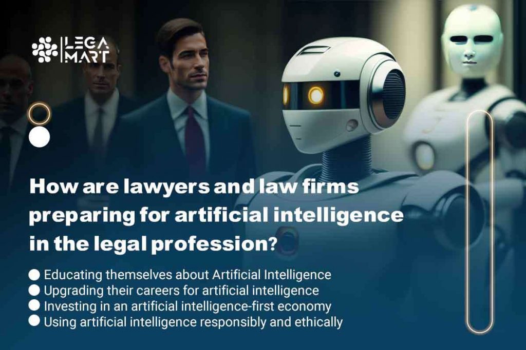 A robot training the lawyers in a law firm about the latest AI features to use in legal operation