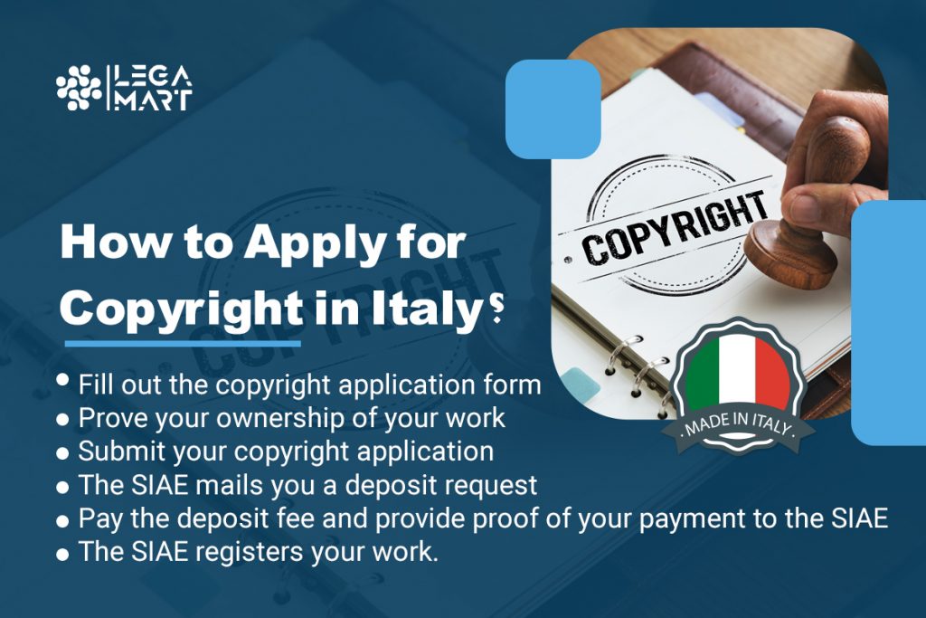 Steps to apply for copyright in italy