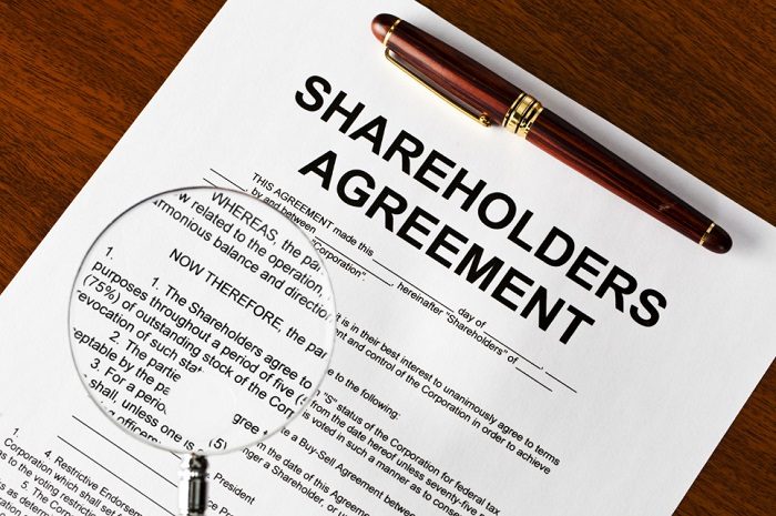 Shareholders agreement on table