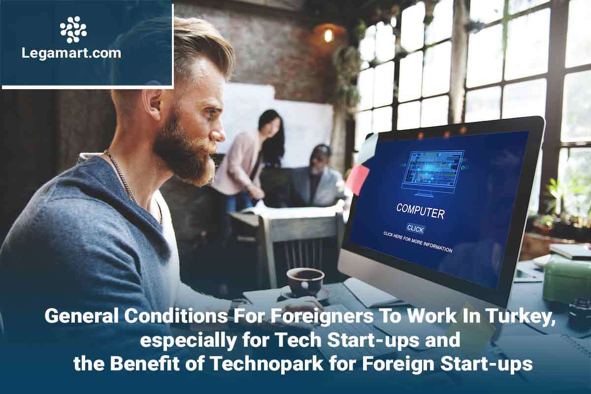 A foreigner researching on General Conditions for Foreigners To Work In Turkey on his computer